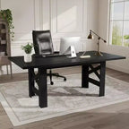 Ampio tavolo da pranzo in stile rustico da 180 cm per 6-8 persone - Robusto tavolo rettangolare in legno - Piano spesso e robuste gambe triangolari