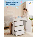 Fasciatoio a Cassettiera con 2/4 Cassetti, Cassettiera Moderna per Asilo Nido e Fasciatoio con Spazio Aperto per la Camera da Letto e la Stanza del Bambino