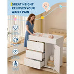 Fasciatoio a Cassettiera con 2/4 Cassetti, Cassettiera Moderna per Asilo Nido e Fasciatoio con Spazio Aperto per la Camera da Letto e la Stanza del Bambino