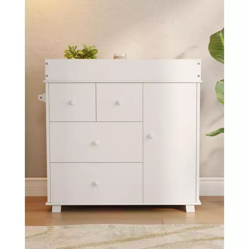 Fasciatoio a Cassettiera con 2/4 Cassetti, Cassettiera Moderna per Asilo Nido e Fasciatoio con Spazio Aperto per la Camera da Letto e la Stanza del Bambino