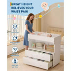 Fasciatoio a Cassettiera con 2/4 Cassetti, Cassettiera Moderna per Asilo Nido e Fasciatoio con Spazio Aperto per la Camera da Letto e la Stanza del Bambino