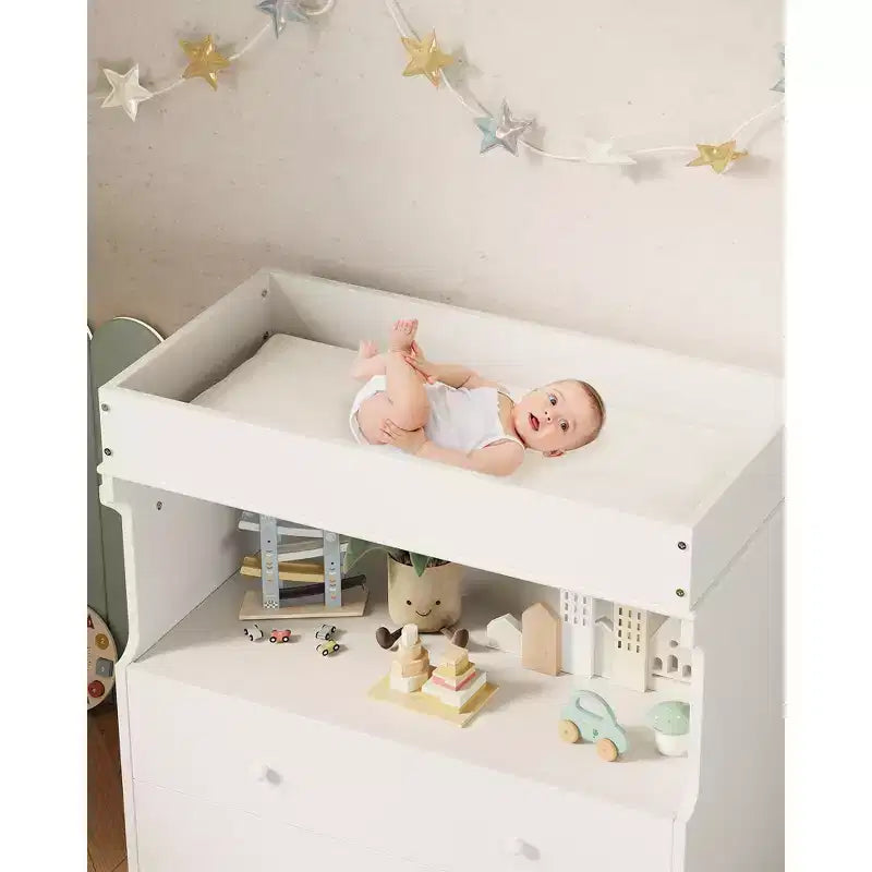Fasciatoio a Cassettiera con 2/4 Cassetti, Cassettiera Moderna per Asilo Nido e Fasciatoio con Spazio Aperto per la Camera da Letto e la Stanza del Bambino