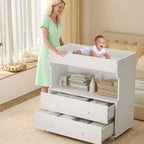 Fasciatoio a Cassettiera con 2/4 Cassetti, Cassettiera Moderna per Asilo Nido e Fasciatoio con Spazio Aperto per la Camera da Letto e la Stanza del Bambino