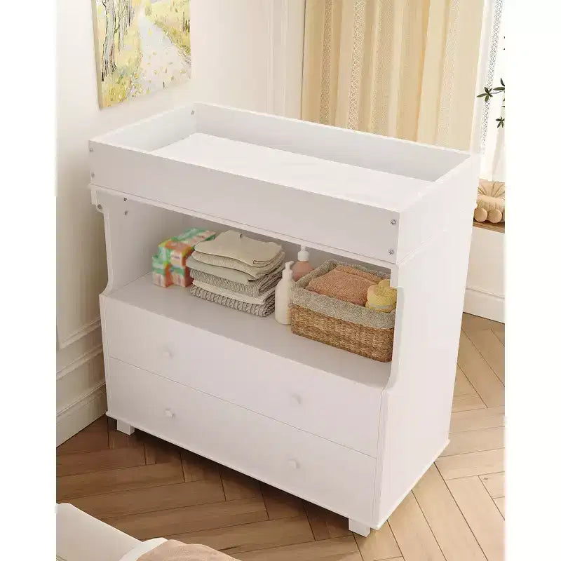 Fasciatoio a Cassettiera con 2/4 Cassetti, Cassettiera Moderna per Asilo Nido e Fasciatoio con Spazio Aperto per la Camera da Letto e la Stanza del Bambino