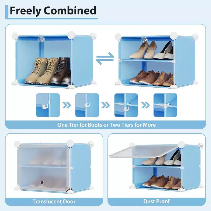Scarpiera a 6 Ripiani a Doppia Fila con Ganci, Scaffale Porta Scarpe Indipendente a 12 Cubi per Armadio, Ingresso e Camera da Letto, Nero