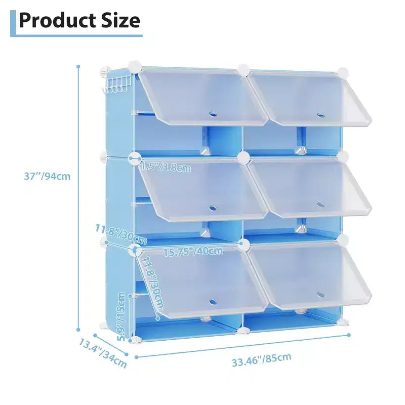 Scarpiera a 6 Ripiani a Doppia Fila con Ganci, Scaffale Porta Scarpe Indipendente a 12 Cubi per Armadio, Ingresso e Camera da Letto, Nero