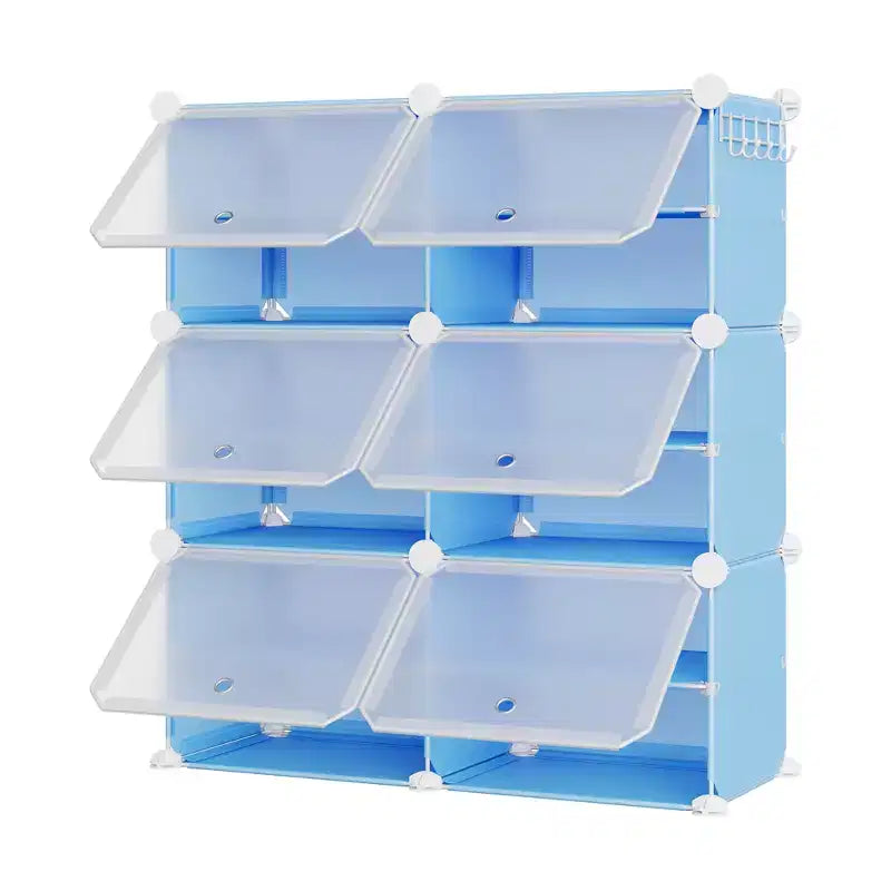 Scarpiera a 6 Ripiani a Doppia Fila con Ganci, Scaffale Porta Scarpe Indipendente a 12 Cubi per Armadio, Ingresso e Camera da Letto, Nero