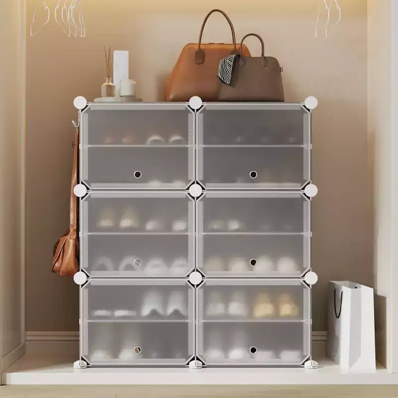 Scarpiera a 6 Ripiani a Doppia Fila con Ganci, Scaffale Porta Scarpe Indipendente a 12 Cubi per Armadio, Ingresso e Camera da Letto, Nero