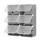 Scarpiera a 6 Ripiani a Doppia Fila con Ganci, Scaffale Porta Scarpe Indipendente a 12 Cubi per Armadio, Ingresso e Camera da Letto, Nero