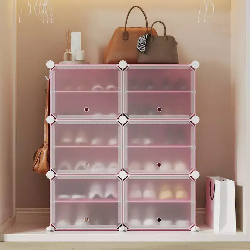 Scarpiera a 6 Ripiani a Doppia Fila con Ganci, Scaffale Porta Scarpe Indipendente a 12 Cubi per Armadio, Ingresso e Camera da Letto, Nero