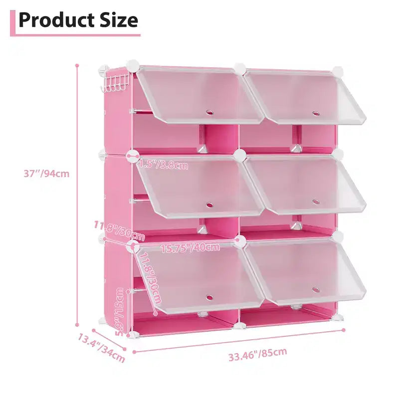 Scarpiera a 6 Ripiani a Doppia Fila con Ganci, Scaffale Porta Scarpe Indipendente a 12 Cubi per Armadio, Ingresso e Camera da Letto, Nero