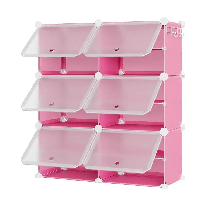Scarpiera a 6 Ripiani a Doppia Fila con Ganci, Scaffale Porta Scarpe Indipendente a 12 Cubi per Armadio, Ingresso e Camera da Letto, Nero