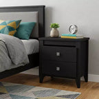 Comodino nero in legno a due cassetti da 24"