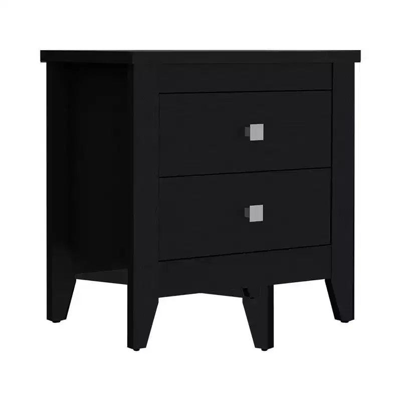 Comodino nero in legno a due cassetti da 24"
