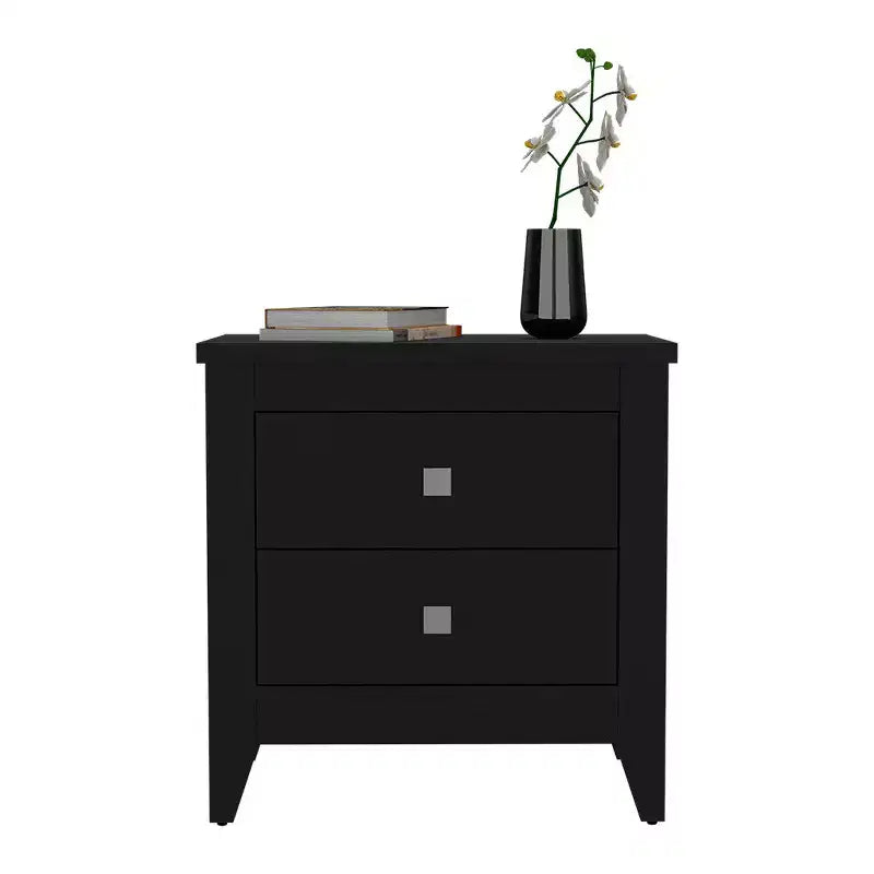 Comodino nero in legno a due cassetti da 24"