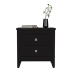 Comodino nero in legno a due cassetti da 24"