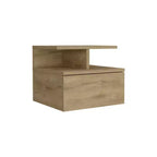 Comodino galleggiante con un cassetto in legno beige da 30 cm