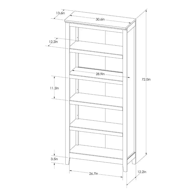 Libreria a 5 ripiani da 72"