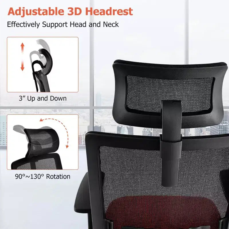 Sedia da ufficio in rete, ergonomica, schienale alto, per dirigenti, altezza regolabile, 180 kg