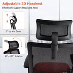 Sedia da ufficio in rete, ergonomica, schienale alto, per dirigenti, altezza regolabile, 180 kg