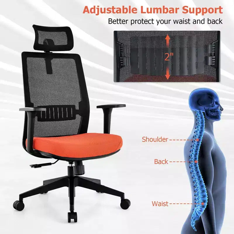 Sedia da ufficio in rete, ergonomica, schienale alto, per dirigenti, altezza regolabile, 180 kg