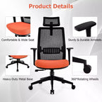 Sedia da ufficio in rete, ergonomica, schienale alto, per dirigenti, altezza regolabile, 180 kg
