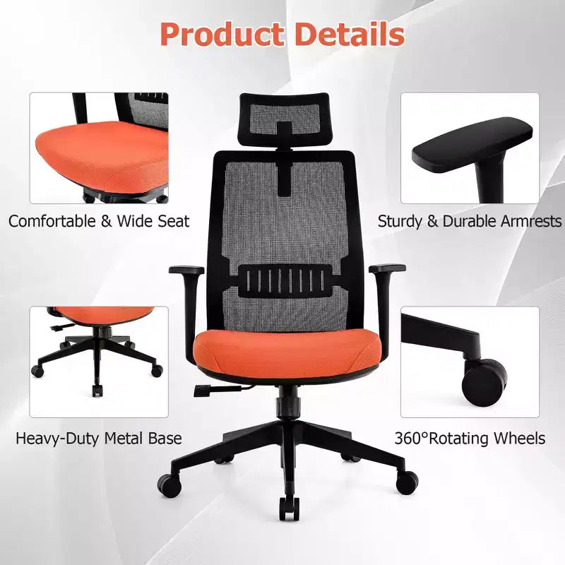 Sedia da ufficio in rete, ergonomica, schienale alto, per dirigenti, altezza regolabile, 180 kg