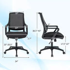 Sedia da ufficio ergonomica, regolabile in altezza, in rete traspirante, con braccioli